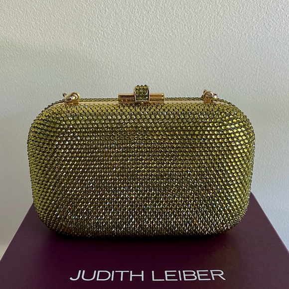 Judith Leiber Handbags - Judith Leiber Moss Green Couture Crystal Slide-Lock Bag NEW